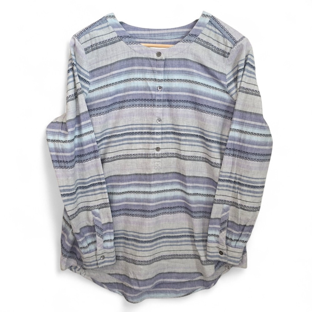 J Jill Top Womens Small‎ Gray Lavender Oversized Long Sleeve Popover Blouse